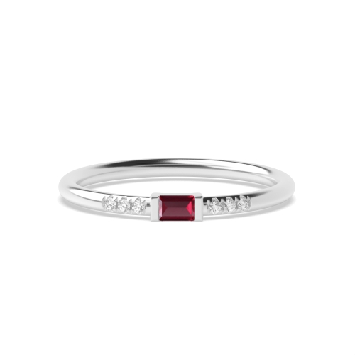 Baguette Petit Ruby Engagement Rings