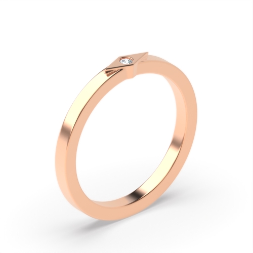 Bezel Setting Round Rose Gold Divine Minimalist Engagement Rings