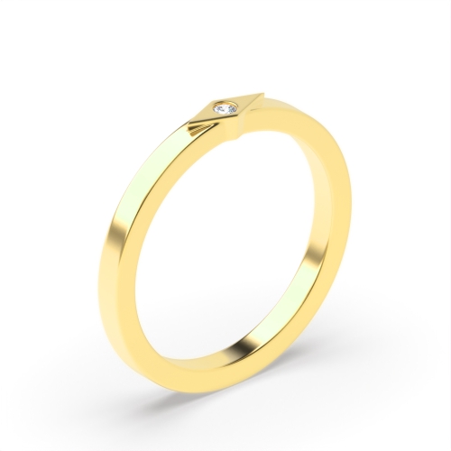 Bezel Setting Round Yellow Gold Divine Engagement Rings