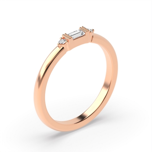 Baguette Rose Gold Channel set milligrain Engagement Rings