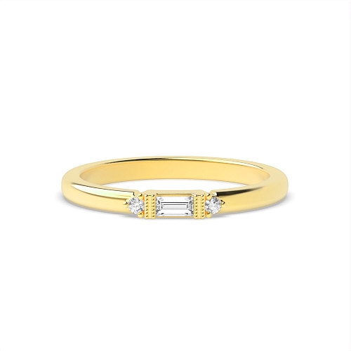 Baguette Yellow Gold Channel set milligrain Engagement Rings