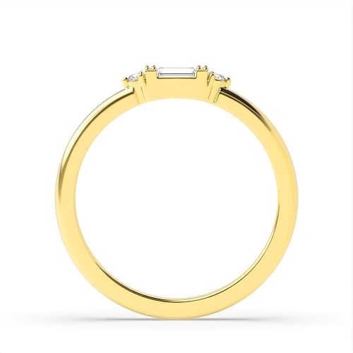 Baguette Yellow Gold Channel set milligrain Engagement Rings