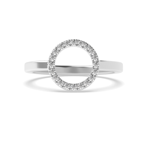 Pave Setting Round Open Minimalist Engagement Ring