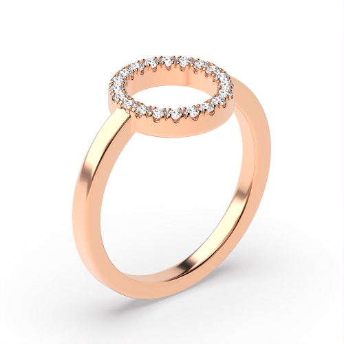 Rose Gold Round pave setting Minimalist Engagement Rings
