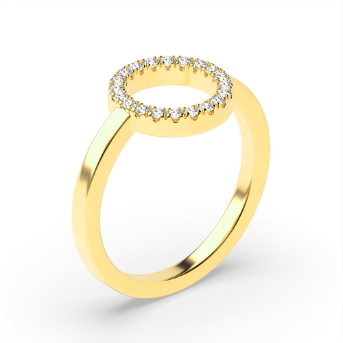 Yellow Gold Round pave setting Engagement Rings
