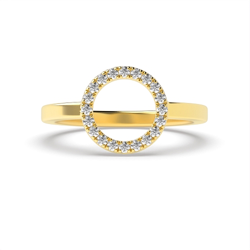 Yellow Gold Round pave setting Engagement Rings