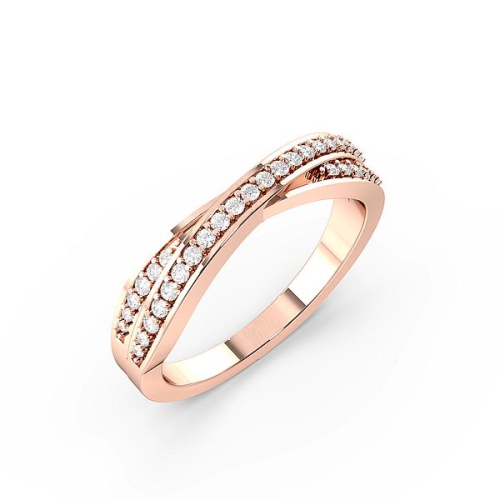 Pave Setting Round Rose Gold Crossover two row Eternity Diamond Rings