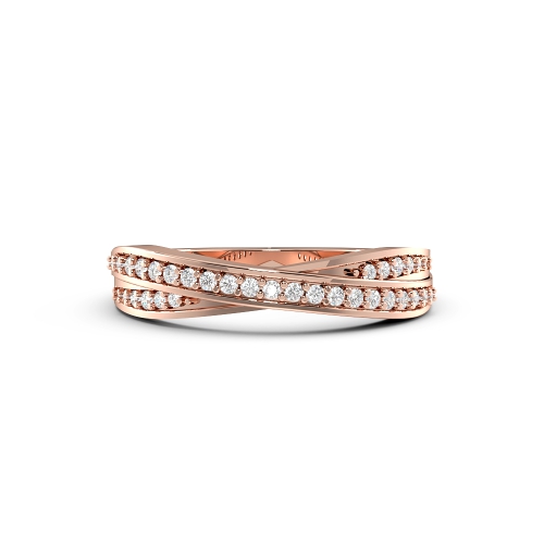 Pave Setting Round Rose Gold Crossover two row Eternity Diamond Rings