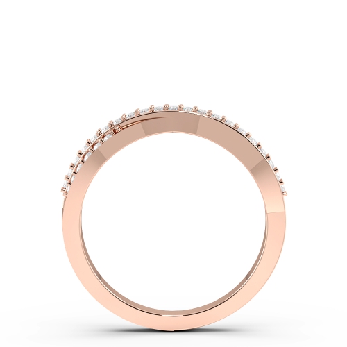 Pave Setting Round Rose Gold Crossover two row Eternity Diamond Rings
