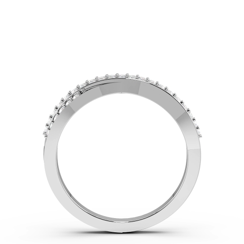 Pave Setting Round Platinum Crossover two row Promise Diamond Rings