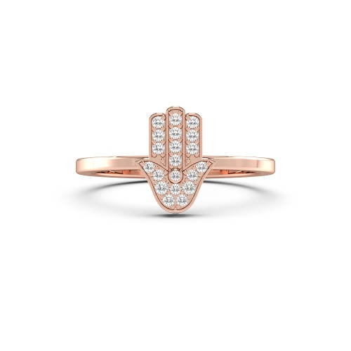 Pave Setting Round Rose Gold Hamsa Diamond Rings