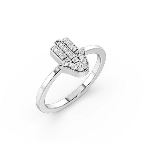 Pave Setting Round Hamsa Diamond Rings