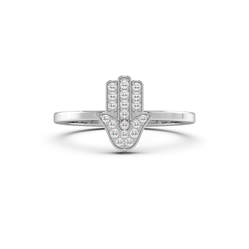 Pave Setting Round Hamsa Diamond Rings