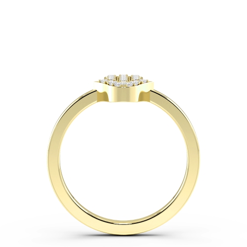 Pave Setting Round Yellow Gold Hamsa Diamond Rings