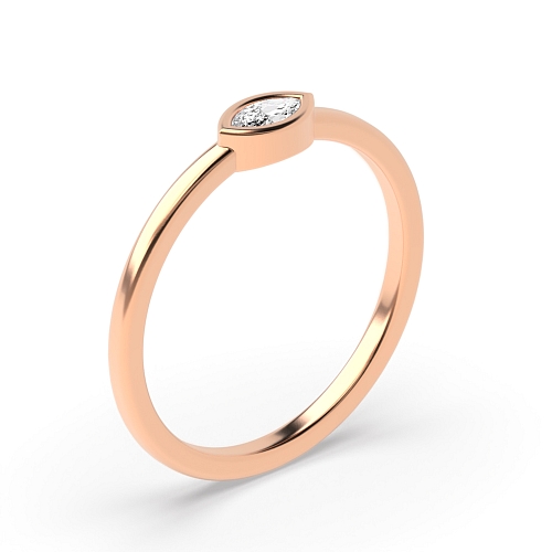 Bezel Setting Marquise Rose Gold Minimalist Engagement Rings