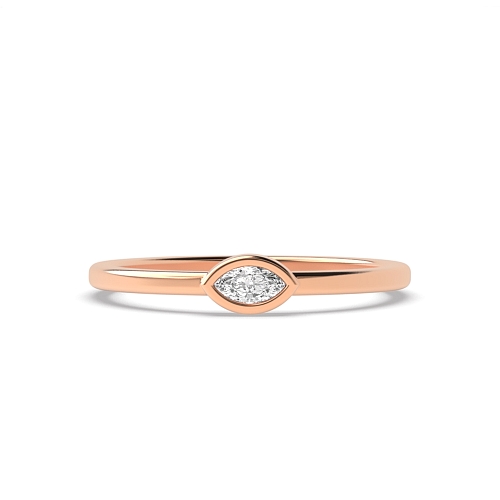 Bezel Setting Marquise Rose Gold Minimalist Engagement Rings