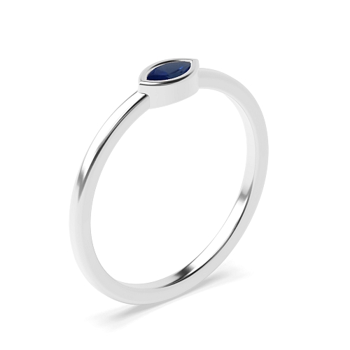 Bezel Setting Marquise Blue Sapphire Minimalist Engagement Rings