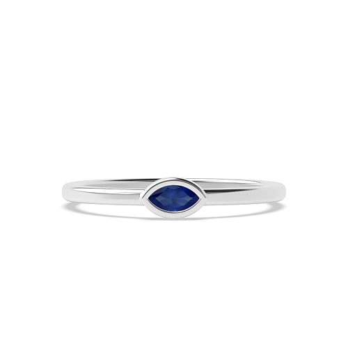 Bezel Setting Marquise Blue Sapphire Minimalist Engagement Rings