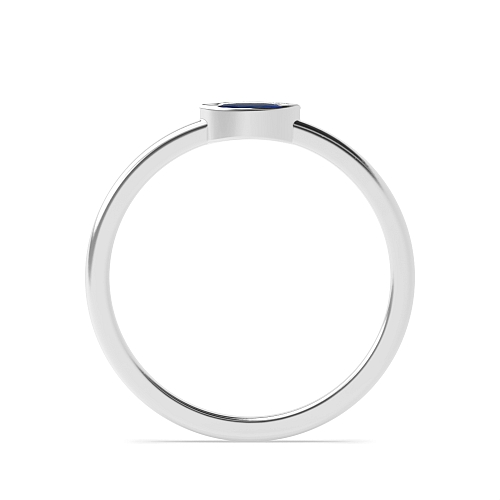 Bezel Setting Marquise Blue Sapphire Minimalist Engagement Rings