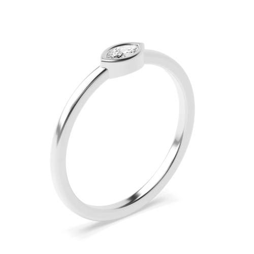 Bezel Setting Marquise Minimalist Solitaire Diamond Ring