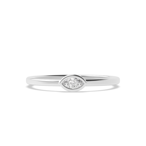 Bezel Setting Marquise Minimalist Solitaire Diamond Ring