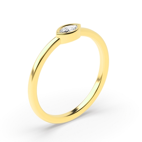 Bezel Setting Marquise Yellow Gold Minimalist Engagement Rings