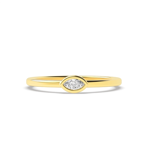 Bezel Setting Marquise Yellow Gold Minimalist Engagement Rings