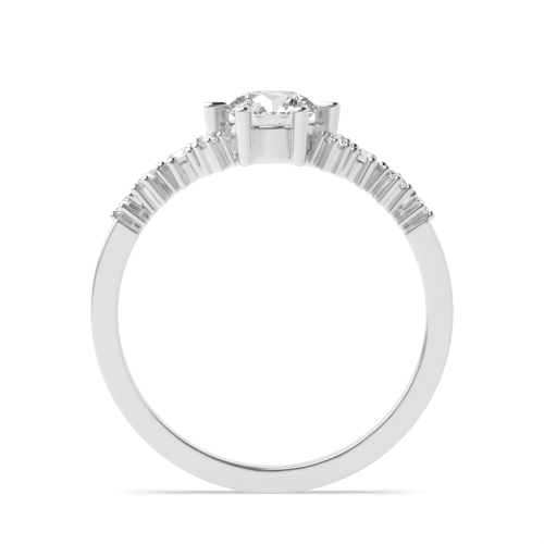 6 Prong Round Side Stone Engagement Ring