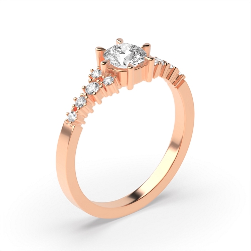 6 Prong Round Rose Gold Designer Minimalist Engagement Rings
