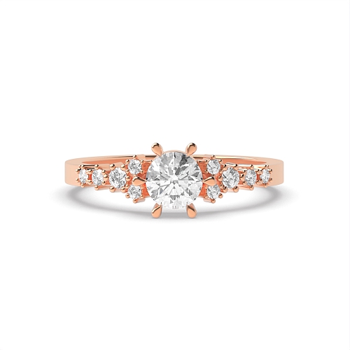 6 Prong Round Rose Gold Designer Minimalist Engagement Rings
