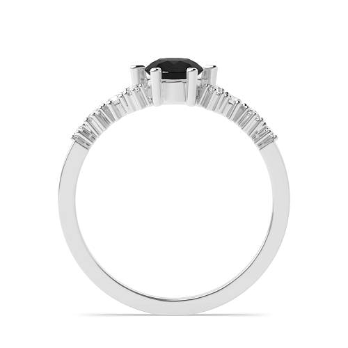 6 Prong Round designer Black Side Stone Diamond Ring