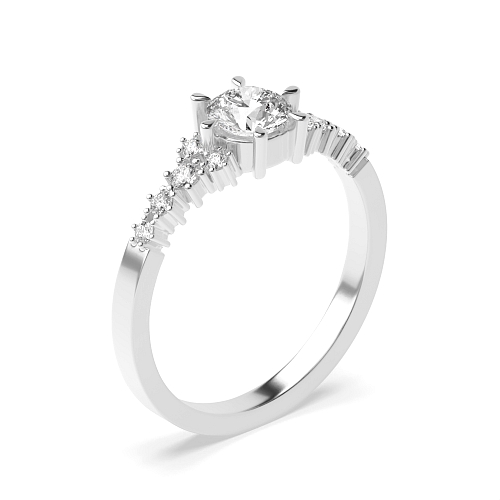 6 Prong Round designer Side Stone Engagement Ring