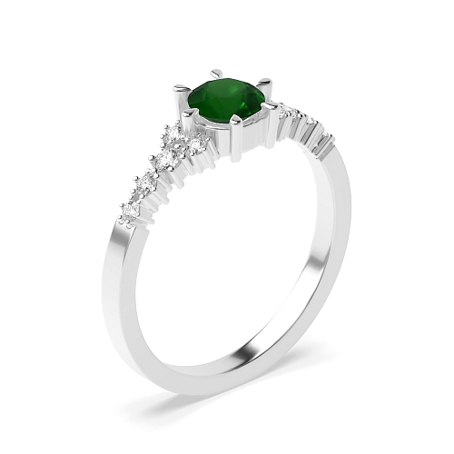 6 Prong Round Designer Emerald Unusual Engagement Rings