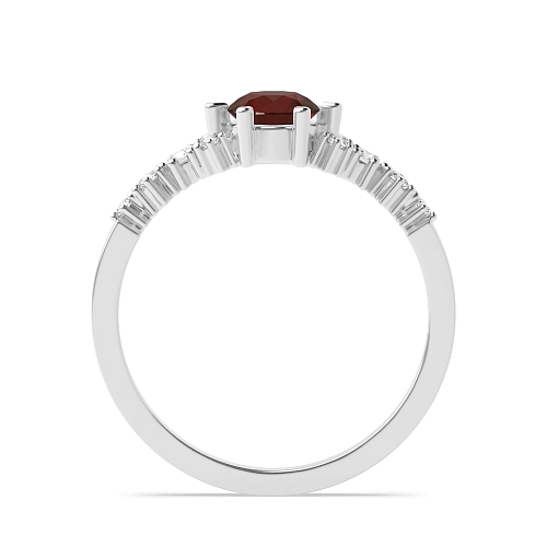 6 Prong Round designer Garnet Side Stone Diamond Ring