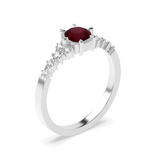 6 Prong Round Designer Ruby Promise Engagement Rings
