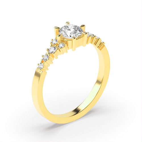 6 Prong Round Yellow Gold Designer Unique Engagement Rings