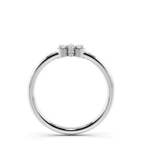 Pave Setting Round Two Minimalist Engagement Ring