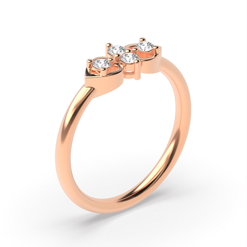 Pave Setting Round Rose Gold Two minimalist Engagement Rings
