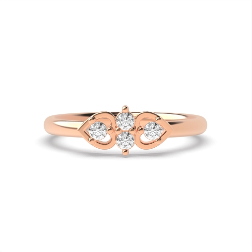 Pave Setting Round Rose Gold Two minimalist Engagement Rings