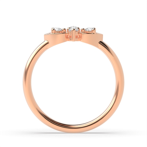 Pave Setting Round Rose Gold Two minimalist Engagement Rings