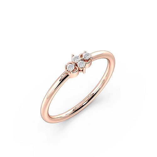 Pave Setting Round Rose Gold Two minimalist Minimalist Engagement Rings