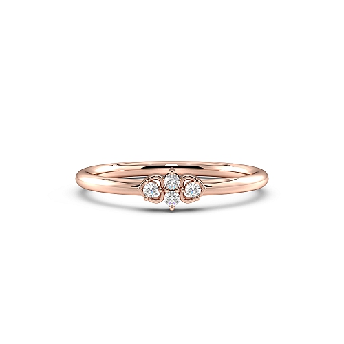 Pave Setting Round Rose Gold Two minimalist Minimalist Engagement Rings