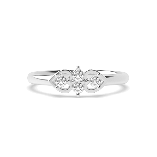 Pave Setting Round Two minimalist Moissanite Engagement Rings