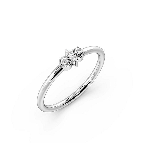 Pave Setting Round Platinum Two minimalist Promise Engagement Rings
