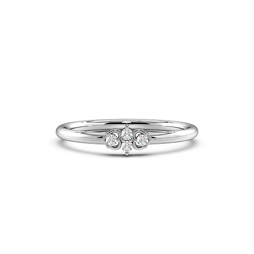Pave Setting Round Platinum Two minimalist Promise Engagement Rings
