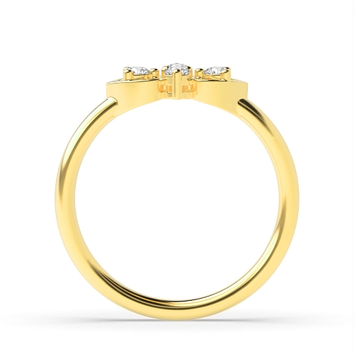 Pave Setting Round Yellow Gold Two minimalist Engagement Rings