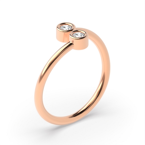 Bezel Setting Round Rose Gold 2 stone bezel Minimalist Engagement Rings