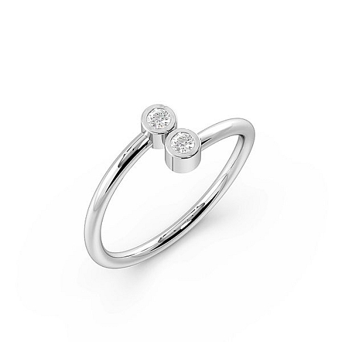 Setting Round 2 stone Bezel Minimalist Engagement Ring