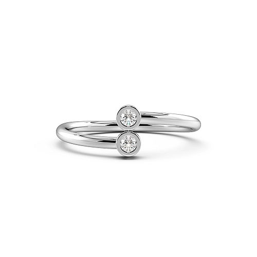 Setting Round 2 stone Bezel Minimalist Engagement Ring