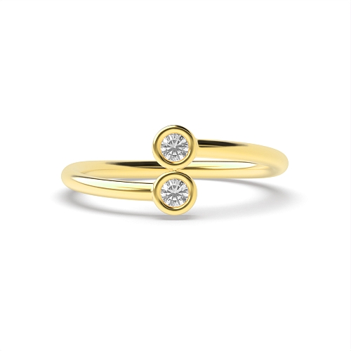 Bezel Setting Round Yellow Gold 2 stone bezel Unique Engagement Rings
